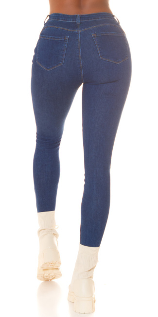 Hoge taille push-up jeans met knopen blauw
